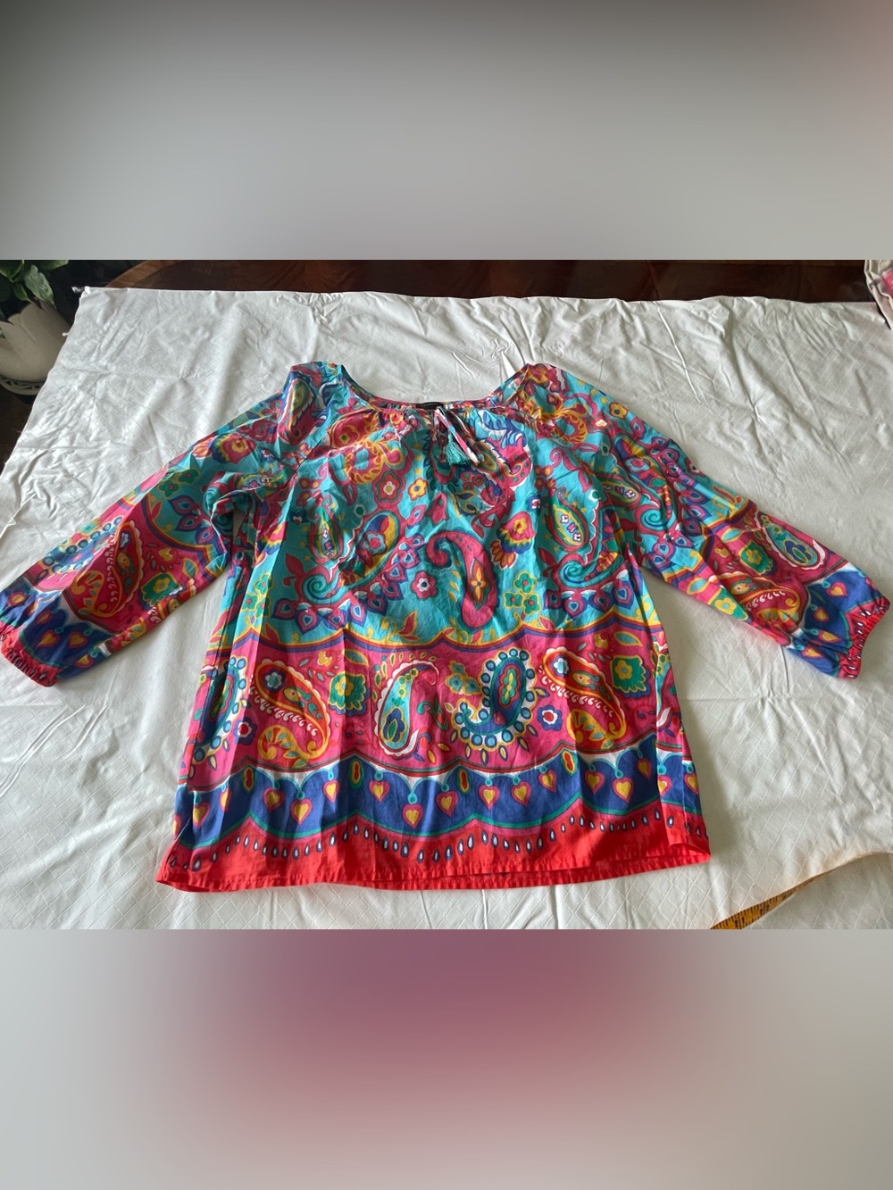 TALBOTS light weight Women's Multi-Color Paisley Peasant Top